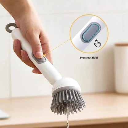 Kitchen Cleaning Adjustable Handle Brush With Soap Dispenser