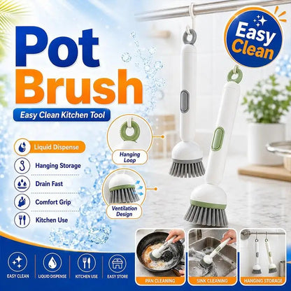 Kitchen Cleaning Adjustable Handle Brush With Soap Dispenser