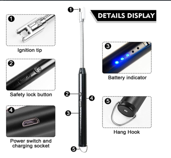 USB Rechargeable Flameless Windproof Arc Lighter