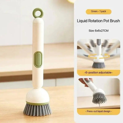 Kitchen Cleaning Adjustable Handle Brush With Soap Dispenser